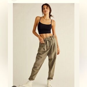 Free People Margate Drawstring Pants in Dark Green Size Small